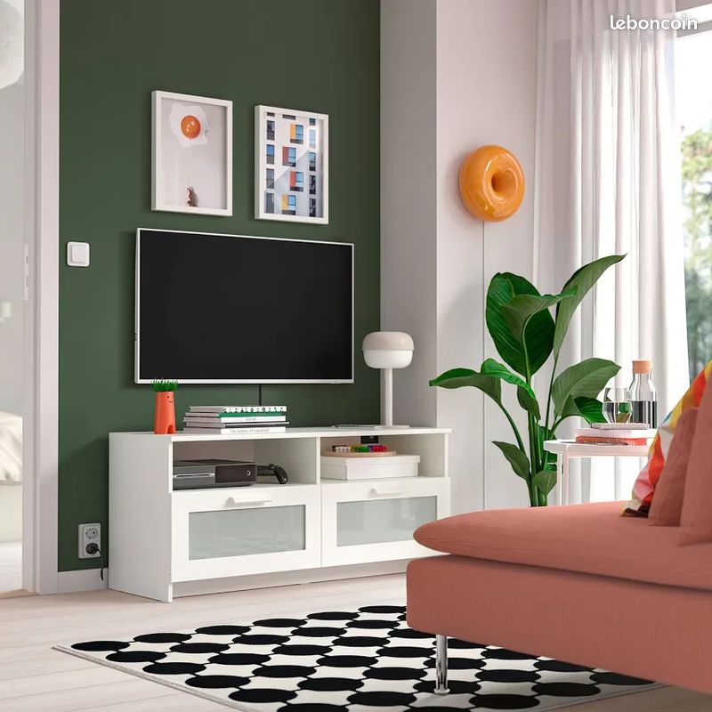 Meuble TV Blanc BRIMNES Ikea (image 2)