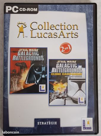 Star Wars Galactic Battlegrounds Saga - Vintage Lucasarts PC Windows Video Game - Disk 1 & 2 Plus RARE Unopened Trading Cards - UK