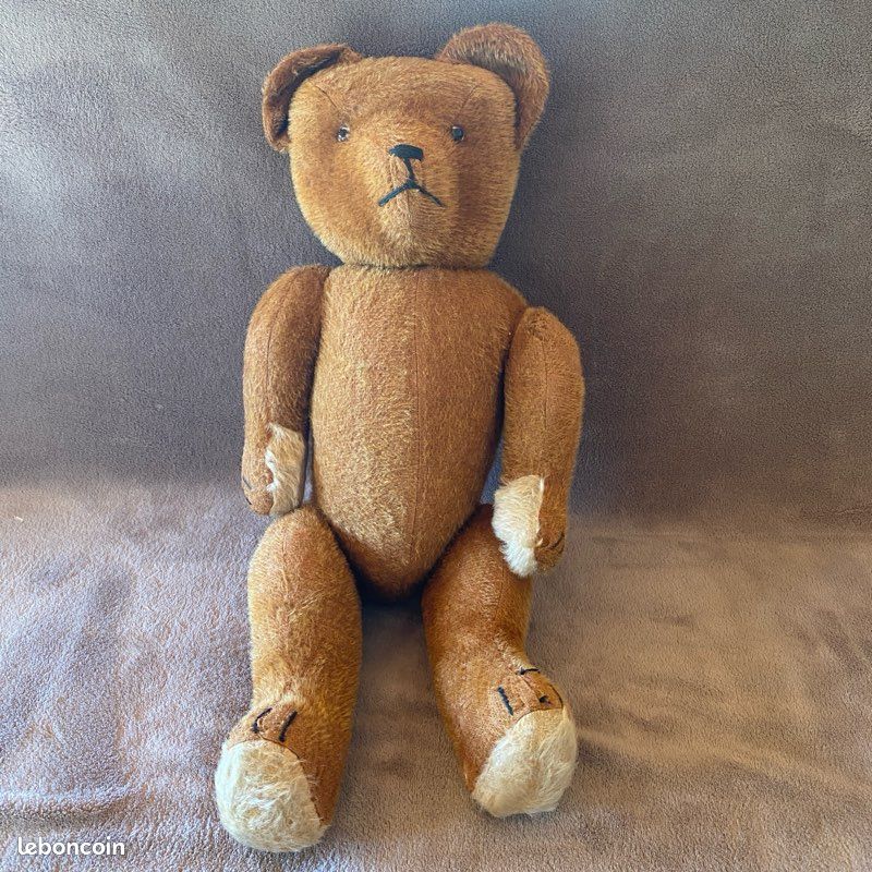 RARE ANCIENNE PELUCHE ours vintage paille Articulé Teddy Bear Mohair 55 Cm❤️ EUR 30,00 - FR