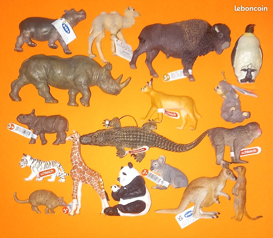 Lot De 2 Figurines Animaux Sauvages – Ara Schleich 14737 + Lionceau Papo 50076, Occasion