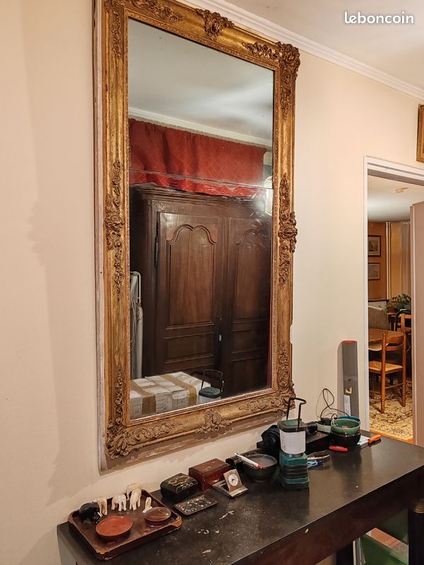 Miroir Ancien Style Baroque Bois Doré Italie Du XXe Siècle
