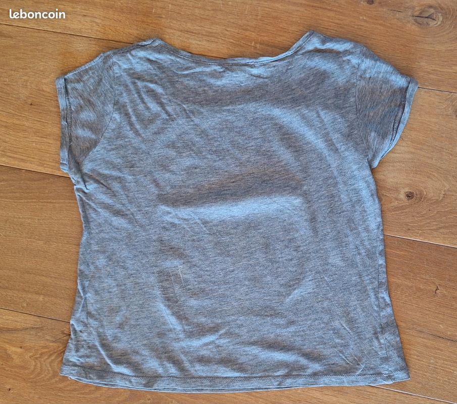 T-shirt Fille F&F 11-12 Ans – Gris Chiné – Manches Longues – Imprimé "Réveillé Comme Un T'"