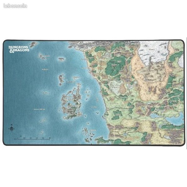 Tapis De Souris XXL Donjons Et Dragons Konix - Carte De Faerûn 80x46cm - Neuf