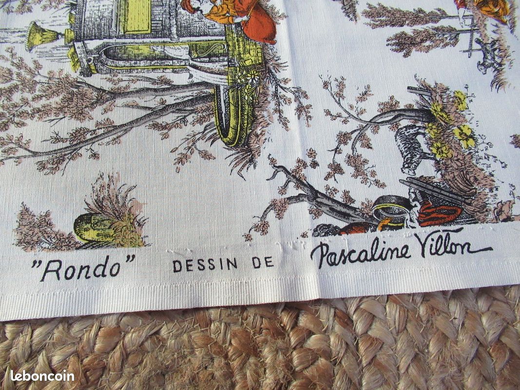 Tissu Décor Vintage Romanex De Boussac – Dessin Pierre Jean Clain – Multicolore – France