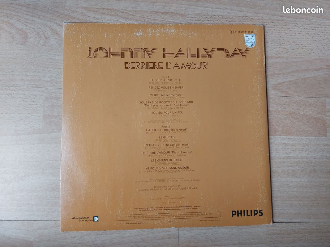 Johnny Hallyday " Derriere l'amour " Vinyle 33T (image 2)