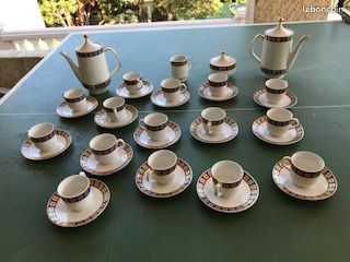 Service à café 34 pièces blanc/bleu/doré (image 1)