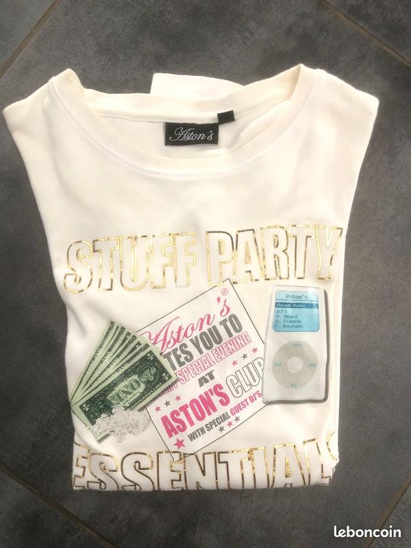 T-shirt Aston's Collector - Taille 34/36, Blanc, Manches 3/4, Neuf Sans étiquette