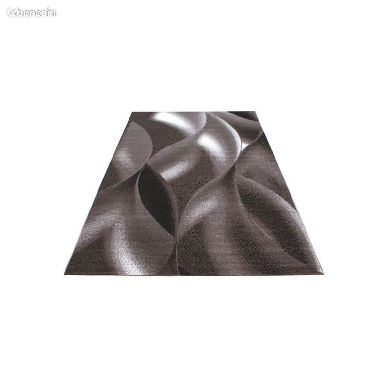 Tapis courbe moderne à courtes mèches Zilfa Marron 80x150 (image 1)