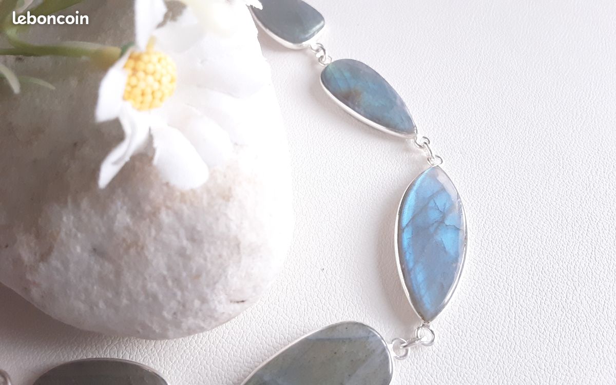 Superbe bracelet en pierre naturelle Labradorite pièce unique (image 3)