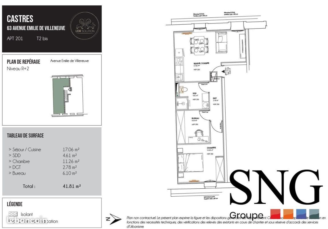 Appartement 2 pièces 41 m² · à Castres · 41 m² · 522 €/mois