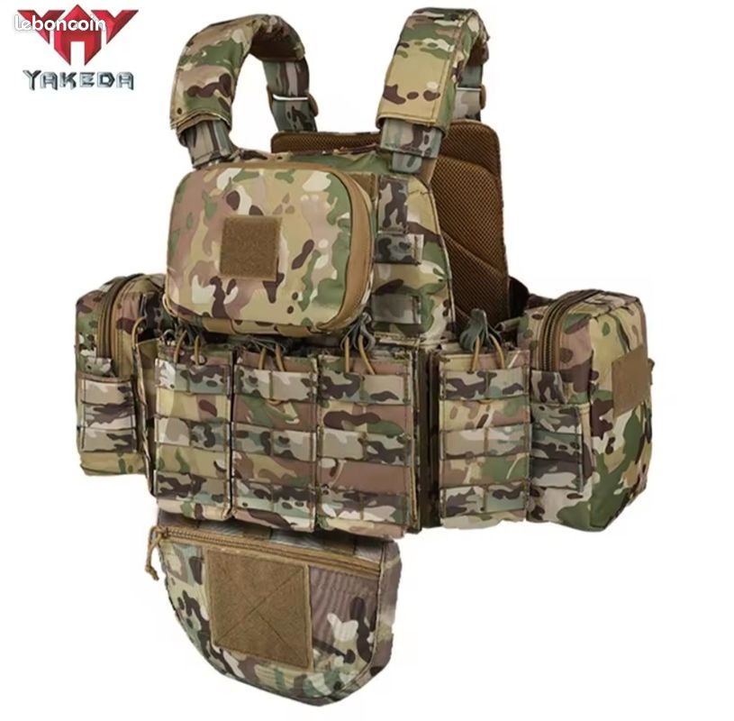 QHIU Gilet Tactique Camouflage Molle – Veste Assaut Militaire Pour Airsoft, Paintball, CS Et Outdoor