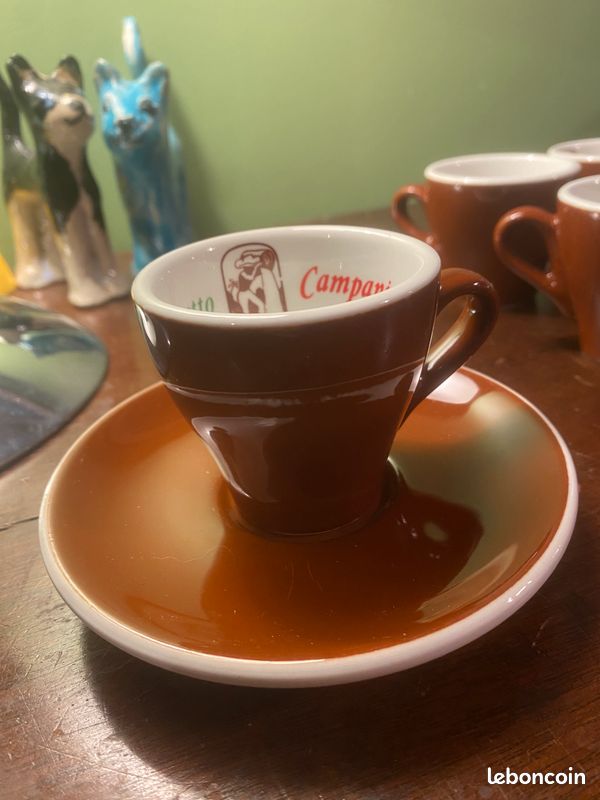 Lot De 6 Tasses à Café Revol Avec Sous-tasses - Porcelaine Jaune Art Déco