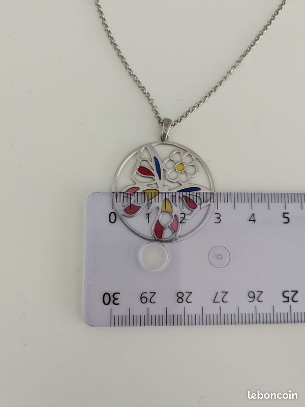 Collier Vintage Argent Rhodié à Double Chaîne Ronde - Modèle 3349, Occasion