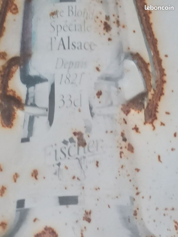 Plaque en métal Fischer Beer, publicité murale Fischer Alsace, décoration bière pub club FAIRE OFFRE (image 2)