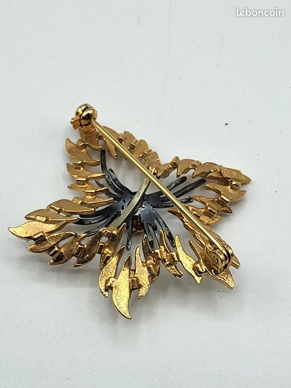 ANCIENNE BROCHE FLEURS en plaqué or FIX et perle Napoléon III Art Nouveau EUR 28,00 - FR