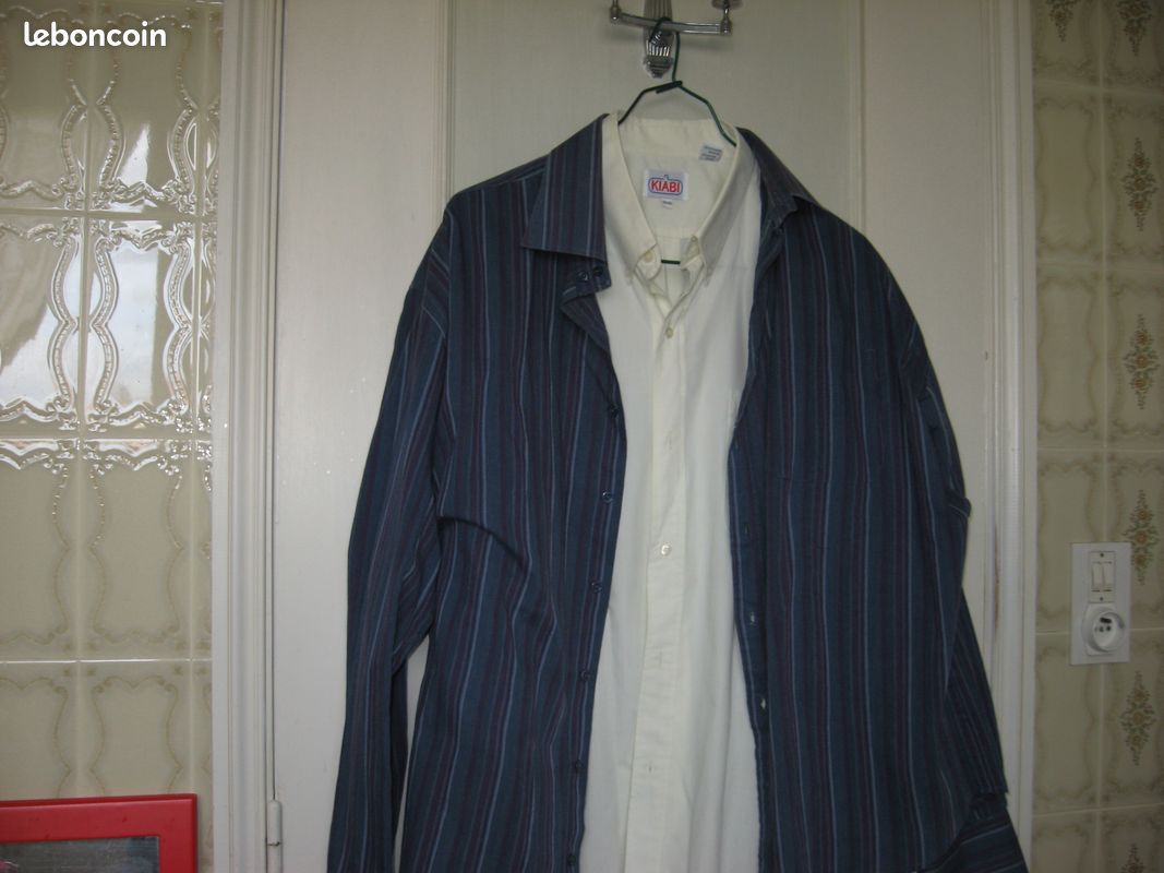 2 CHEMISES XL blanche et bleue rayee (image 2)