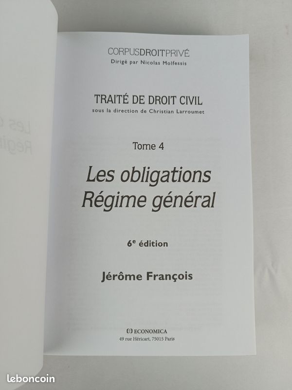 Traité de droit civil - les obligations - Jérôme François (image 4)