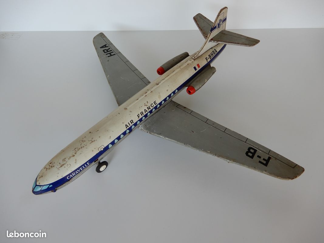 Ancien Jouet Avion à Friction Mont Blanc Caravelle Artois Air France F-BHRA – Tôle