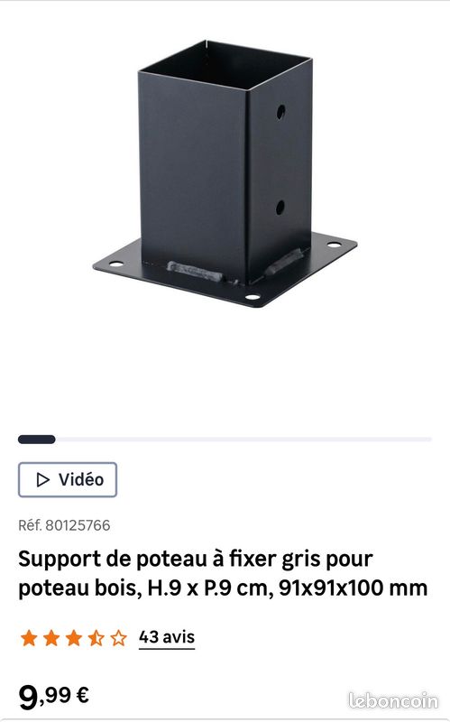Lot de 2 supports de poteau surélevés réglables de 100 à 150 mm, support de toit robuste pour Lot de 2 supports de poteau surélevés réglables de 100 à 150 mm, support de toit robuste pour