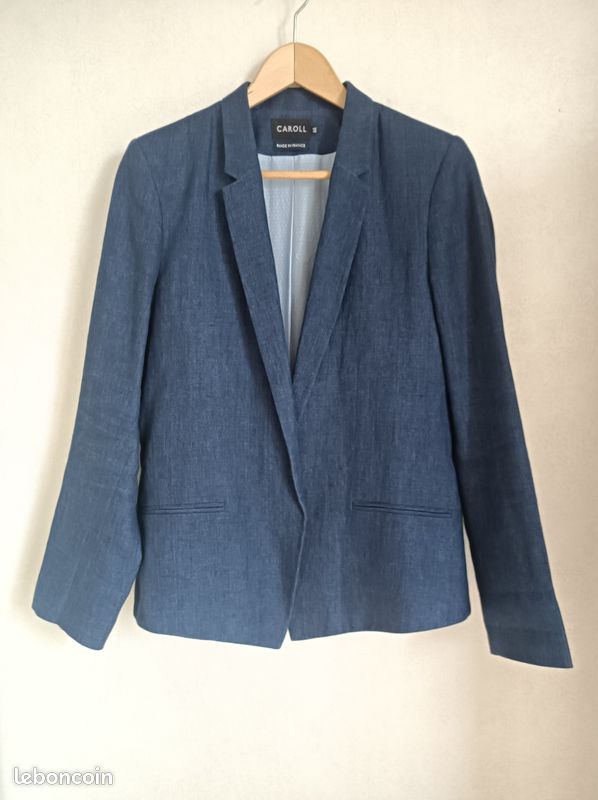 đŠ Superbe veste bleue en lin T44 TBE (image 8)