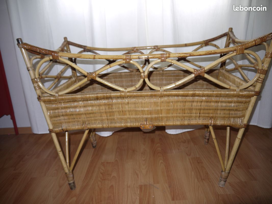 Lit bébés ou enfants en rotin vintage (image 7)