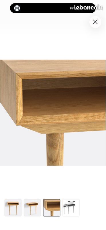 Bureau console mini appoint table télétravail nuit chevet gigogne travail angle minimaliste scandinave chêne bois AMPM la redoute maison home déco mural pieds vintage style marque design Sostrene (image 3)