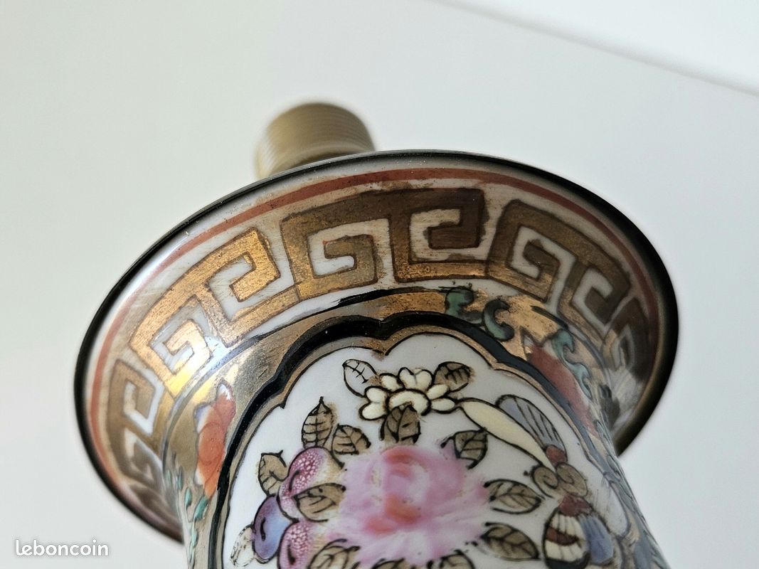 Lampe vintage en porcelaine de Canton, Chine (image 10)