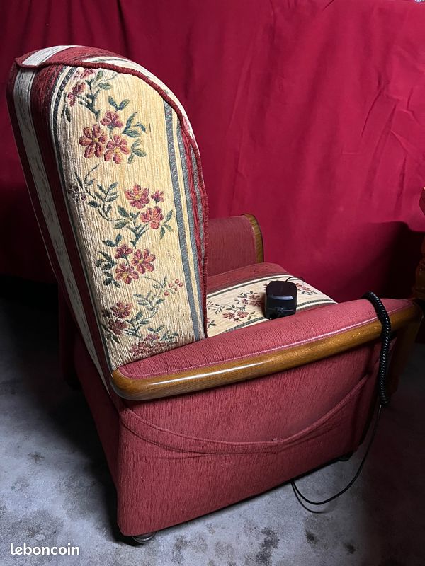 Fauteuil releveur électrique tissu et bois (image 3)