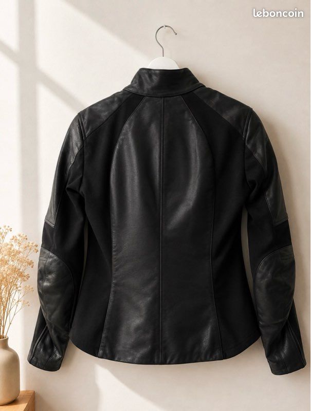 Manteau moto Alpinestars en cuir noir (image 2)