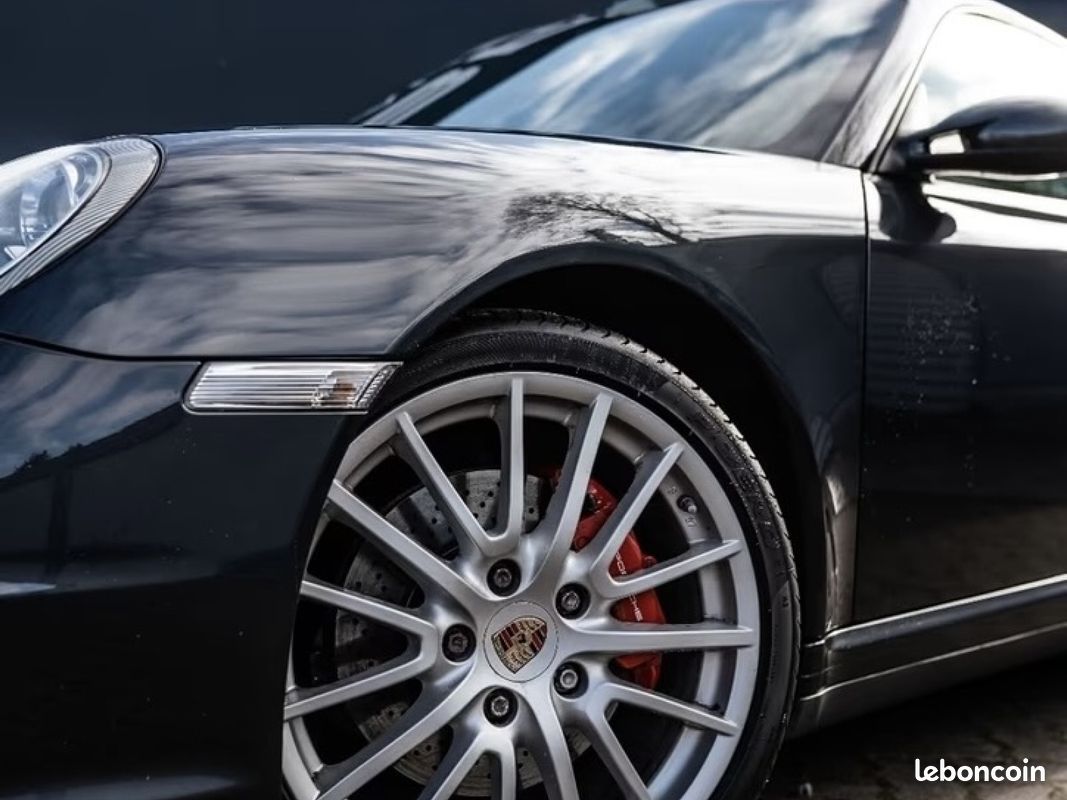 Porsche 911 Carrera 4S 3.8 i 355 ch Tiptronic Gris Atlas + Cuir Bleu métropole + Sport Chrono + Pack Carbon (image 6)