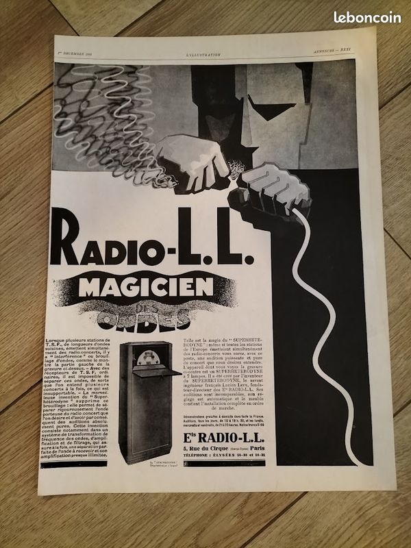 Années 1920. TSF : RADIO L.L. Lot de 14 anciennes publicités de presse (image 8)