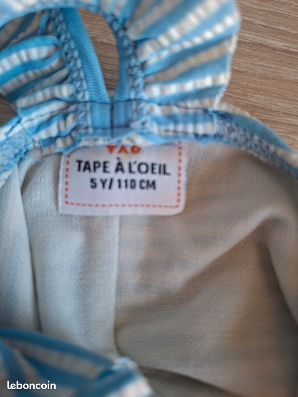 Maillot de bain bleu rayé blanc (image 2)