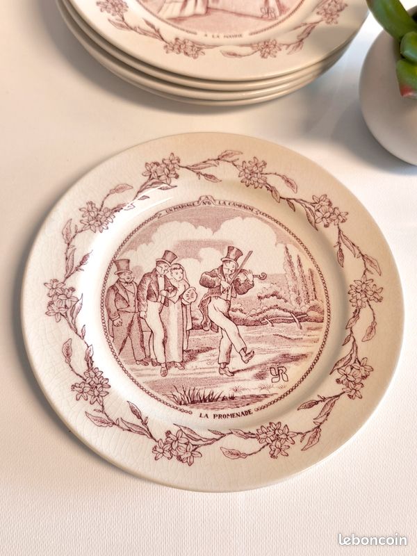 Lot De 6 Assiettes à Dessert En Faïence - Années 80 - Noir Uni - Neuves