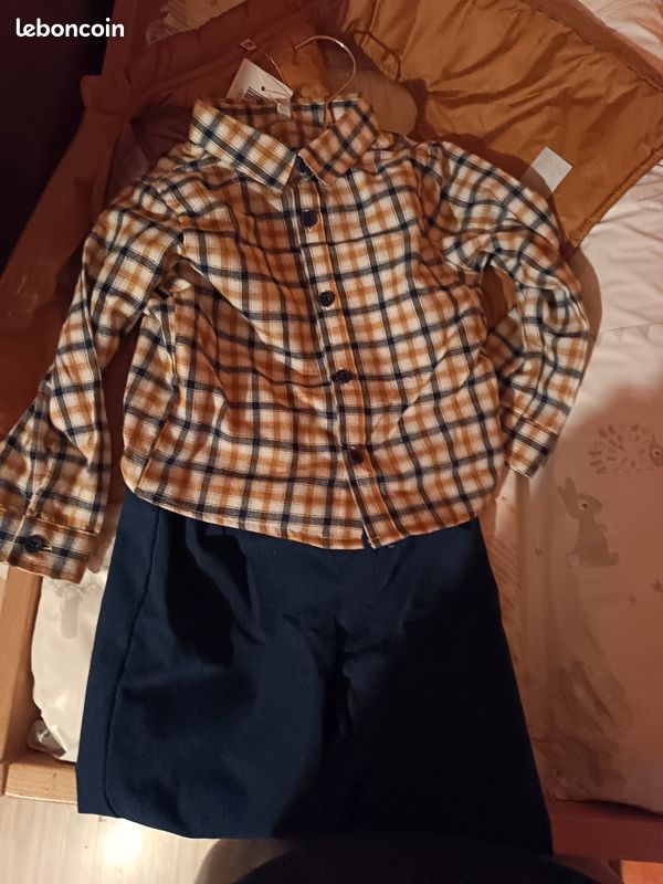 Ensemble pantalon chemise et veste garçon 23 mois (image 2)