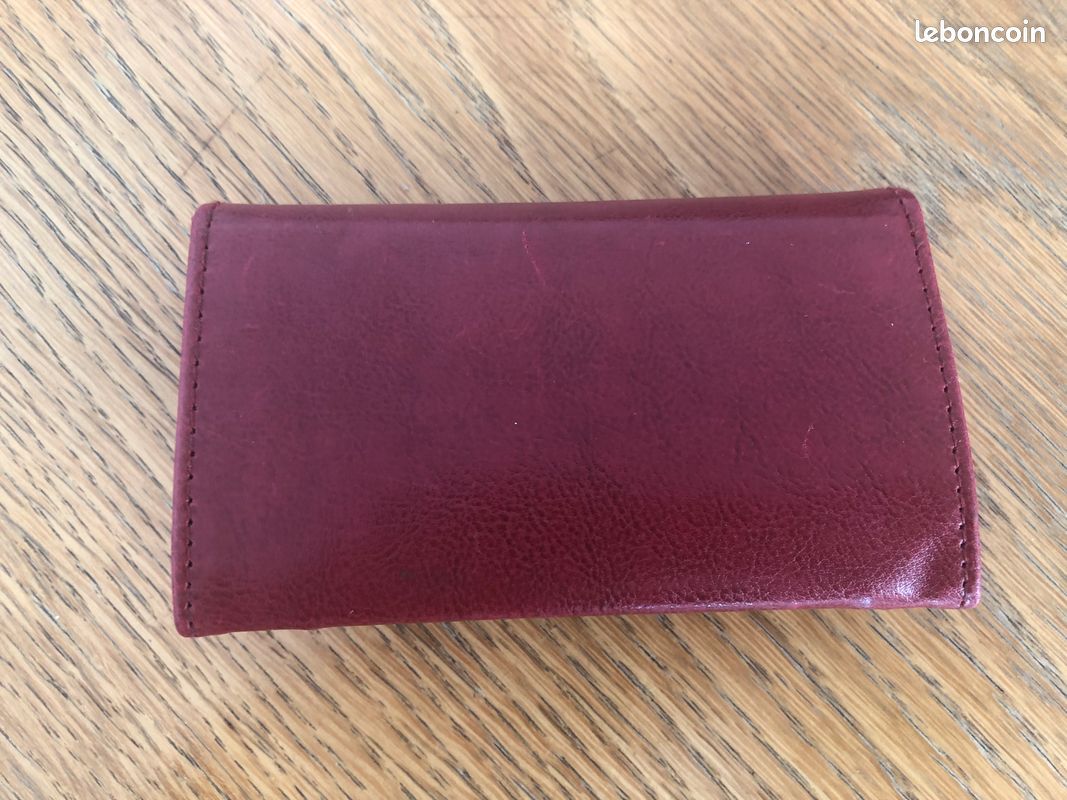 Petit porte-monnaie rouge cuir Scherrer Paris (image 2)