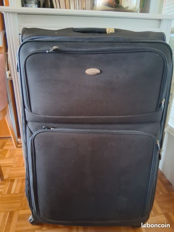 Lot De Valises Noires - Grande Et Moyenne - Roulettes - Polyester - Occasion