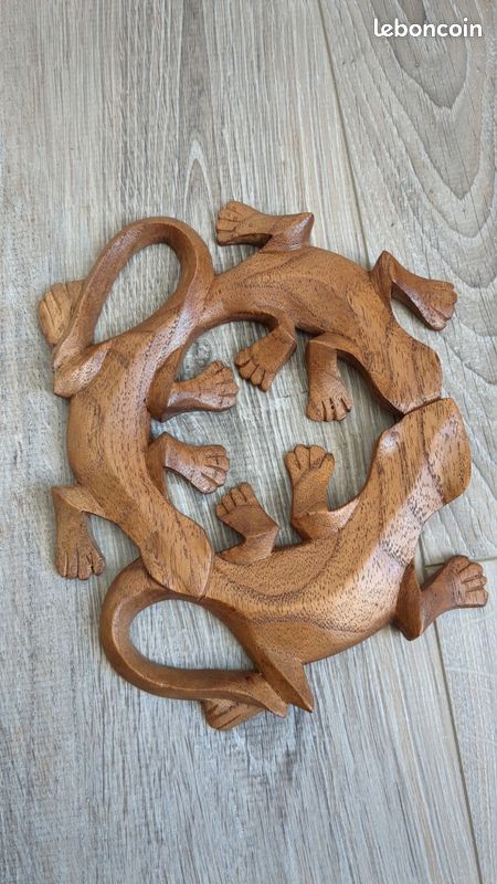 Sculpture Décorative Salamandre En Bois - Objet Neuf, Artisanal, Décoration Intérieure