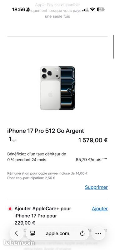 Iphone 17 pro Silver 512gb comme neuf (image 2)