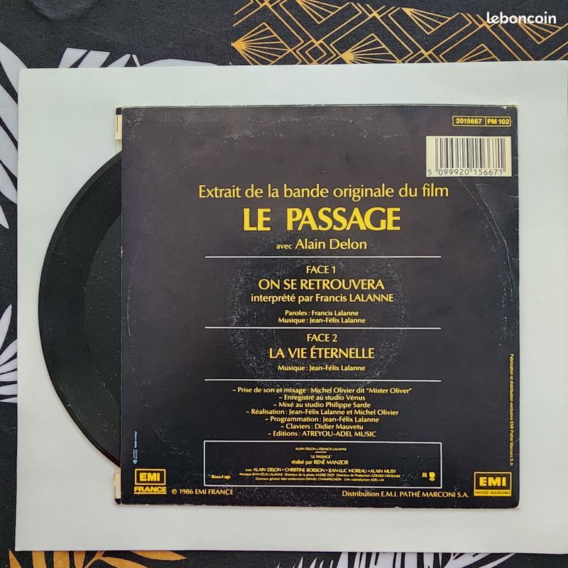 Francis Lalanne - Extrait De La Bande Originale Du Film Le Passage Avec Alain Delon - 45T (image 3)