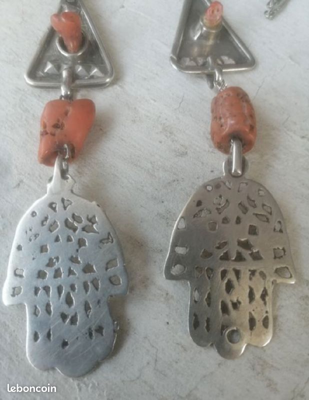 Ancien collier ethnique argent titre élevé très rare berbère Algérie chaoui 1950 (image 2)