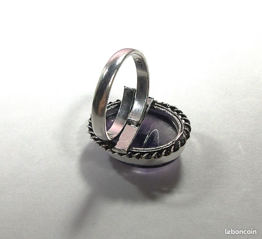 Bague améthyste plaqué argent 925 (image 10)