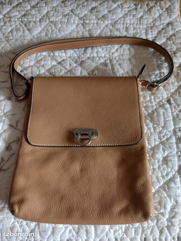 Sac à main cuir beige (image 1)