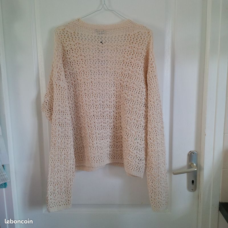 Gilet cardigan bohême en crochet de coton écru Mango M NEUF (image 3)