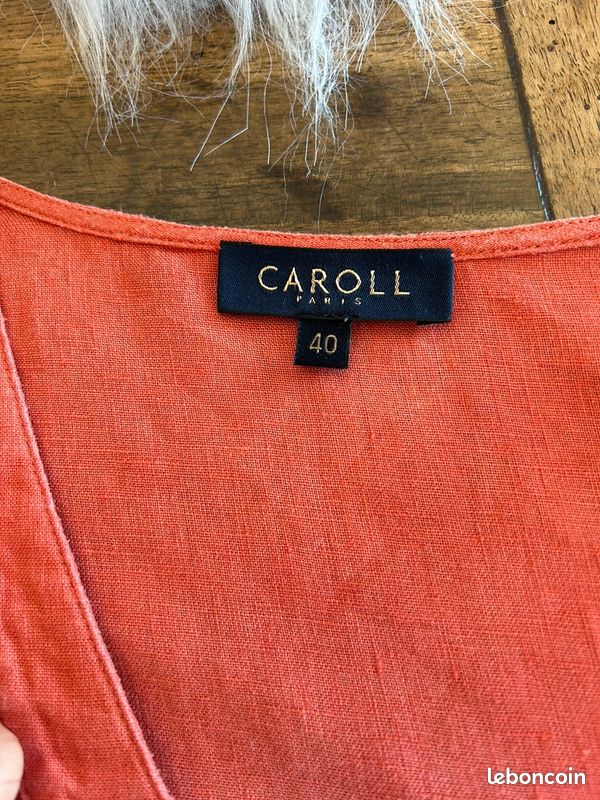 Blouse Caroll corail plissée sans manches taille 38 excellent état vintage chic (image 4)