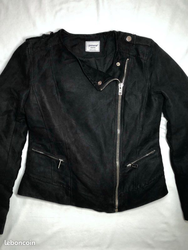 Blouson perfecto Pimkie noir daim Taille 38 neuf Vêtements