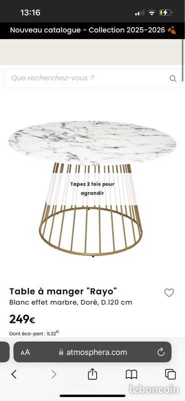 Table à manger ronde en marbre (image 1)