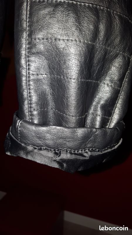 Blouson simili cuir noir 14A (image 3)
