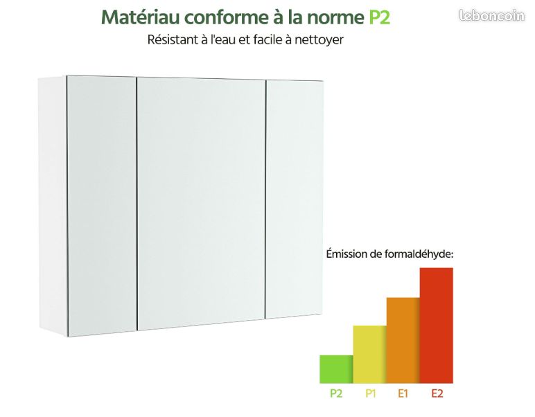 Armoire de salle de bain murale Yaheetech avec 3 portes, 3 miroirs, 2 niveaux, hauteur réglable 70,5 x 15 x 60,5 cm (image 6)