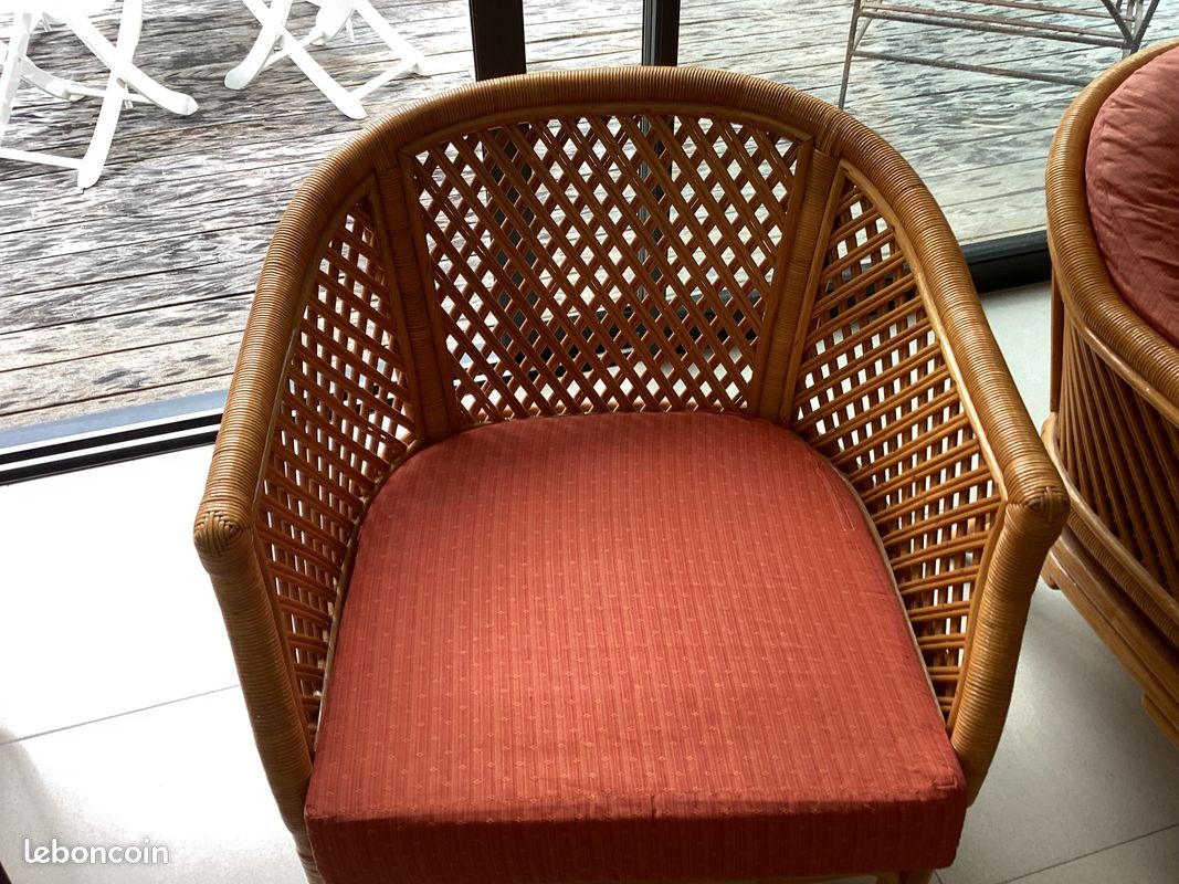 Fauteuil canapé osier (image 1)