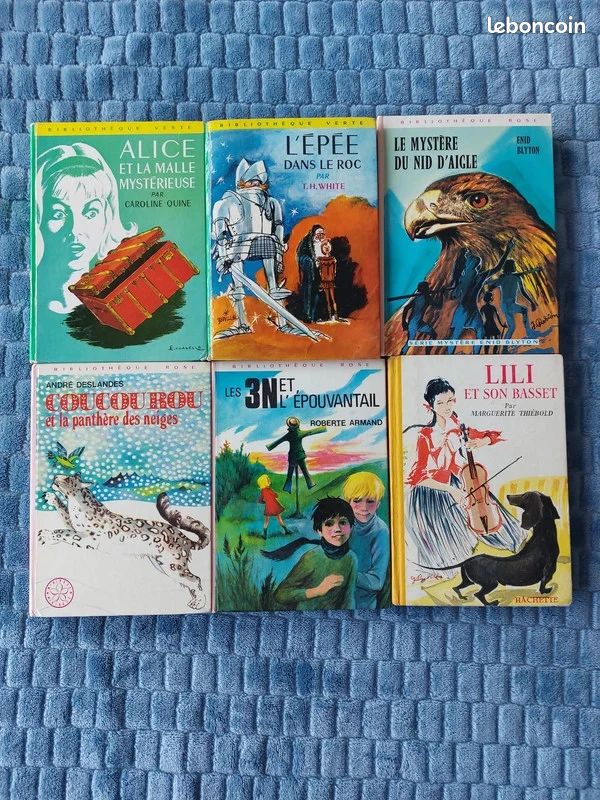 Lot de 6 livres anciens de la collection bibliothèque rose et verte tbe (image 1)